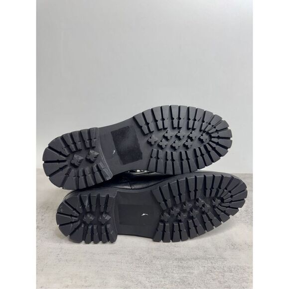 BP Lace Up Boots Size 9.5 Black Leather Block Heel Rubber Sole‎ NEW main image 2